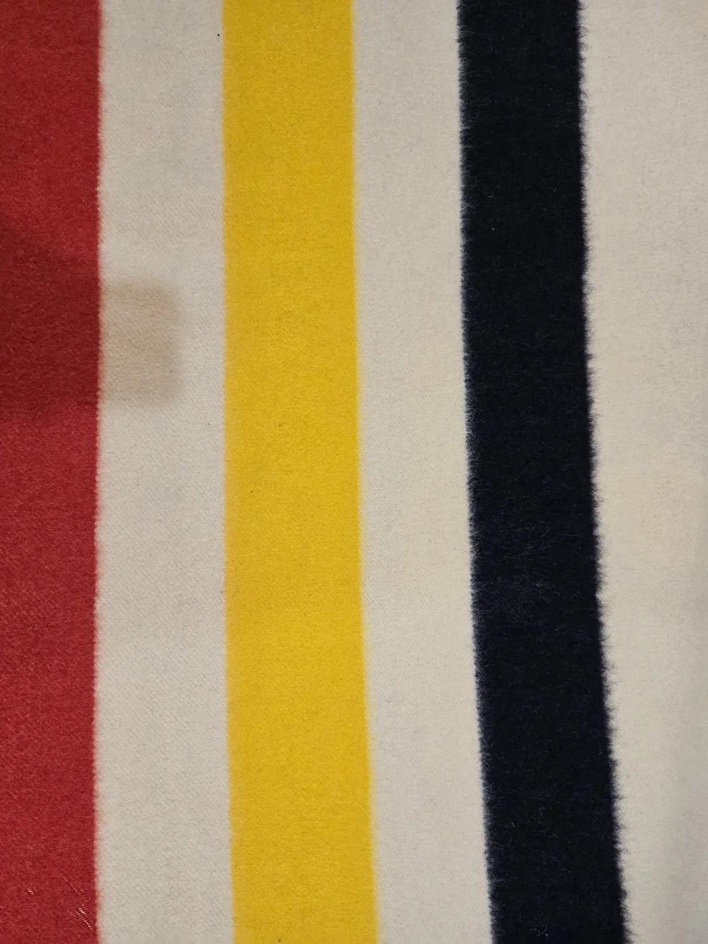 Hudson's Bay Vintage 100% Wool Cream, Yellow & Black Wool Throw with Satin Trim